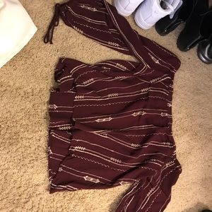 LONG SLEEVE TIE OFF SHOULDER BLOUSE